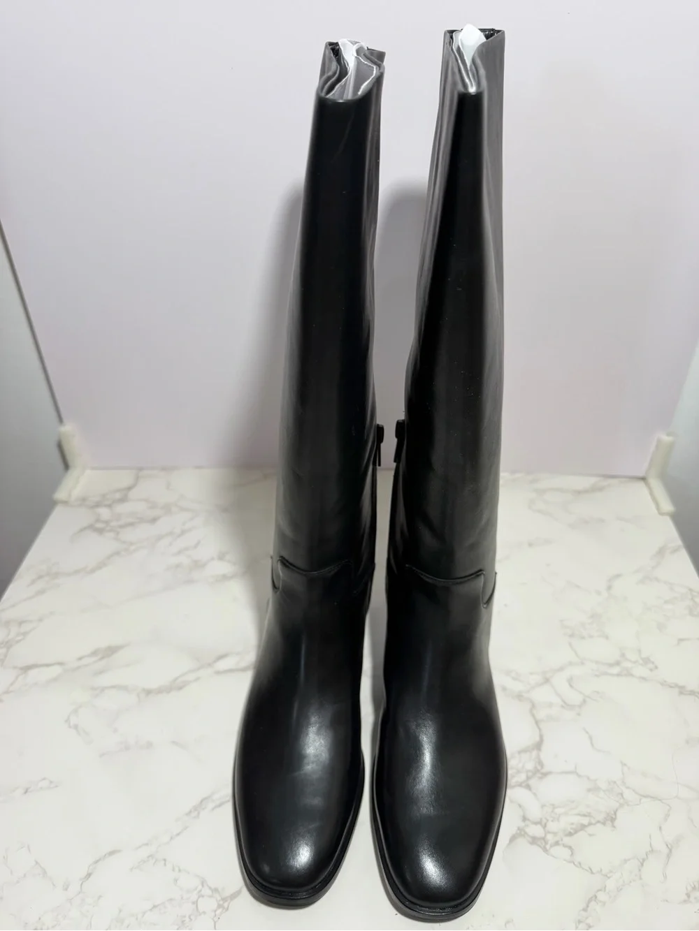 Vince Wide Calf Margaret Classic Tall Black Leather Riding Boots - 6.5 M